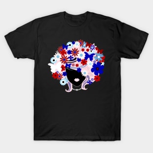 Woman with Flowers and Butterflies in Her Hair T-Shirt